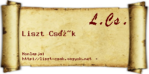 Liszt Csák névjegykártya